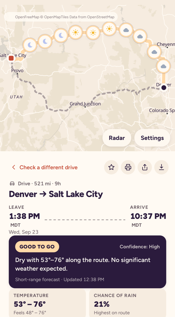 The same briefing in light mode